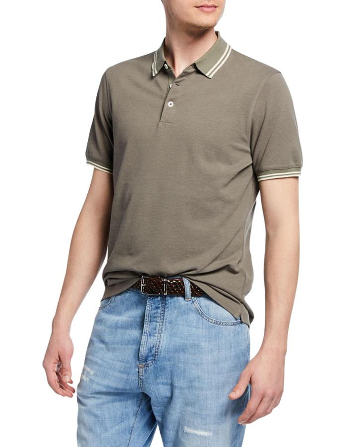 Men's Double Stripe Short-sleeve Polo