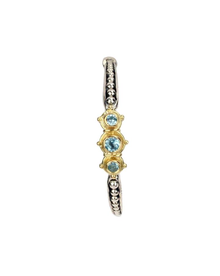 Linear Blue Topaz Multi-bezel Earring,