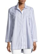 Marla Basilica Striped Placket-front Blouse