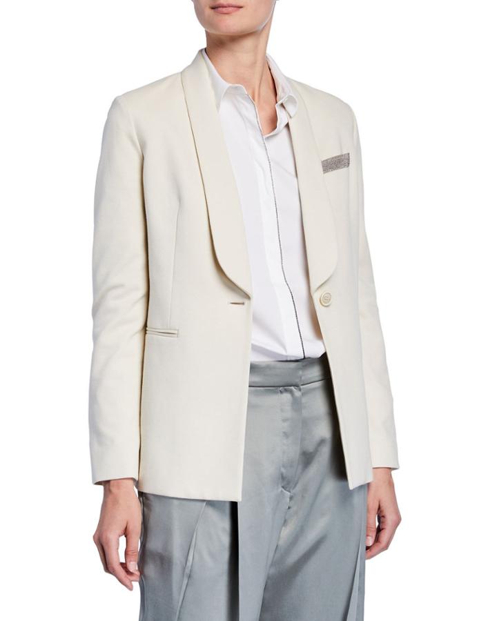 Single-button Long-sleeve Blazer
