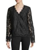 Button-front Lace Jacket, Black