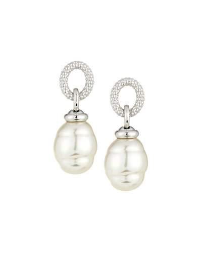14mm Baroque Simulated Pearl Loop Drop Earrings
