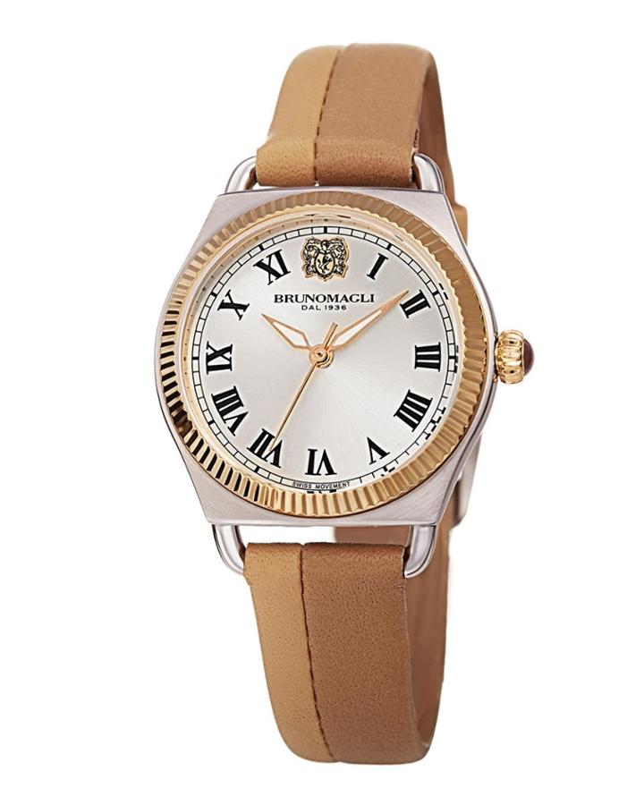 Lucia 31mm Watch W/ Fluted Bezel & Leather