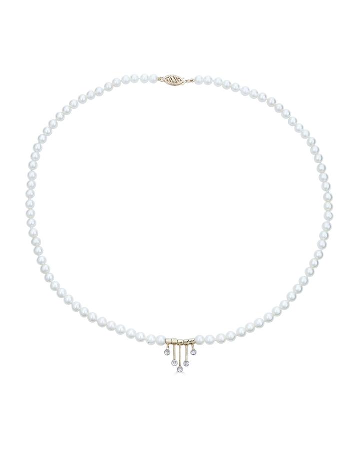 14k Diamond-center Akoya Pearl Necklace