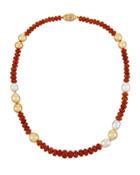 Multihued South Sea Pearl & Garnet Beaded Necklace,