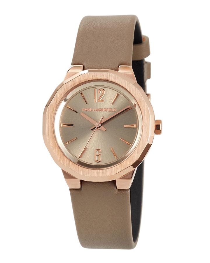 34mm Joleigh Leather Watch, Rose Golden