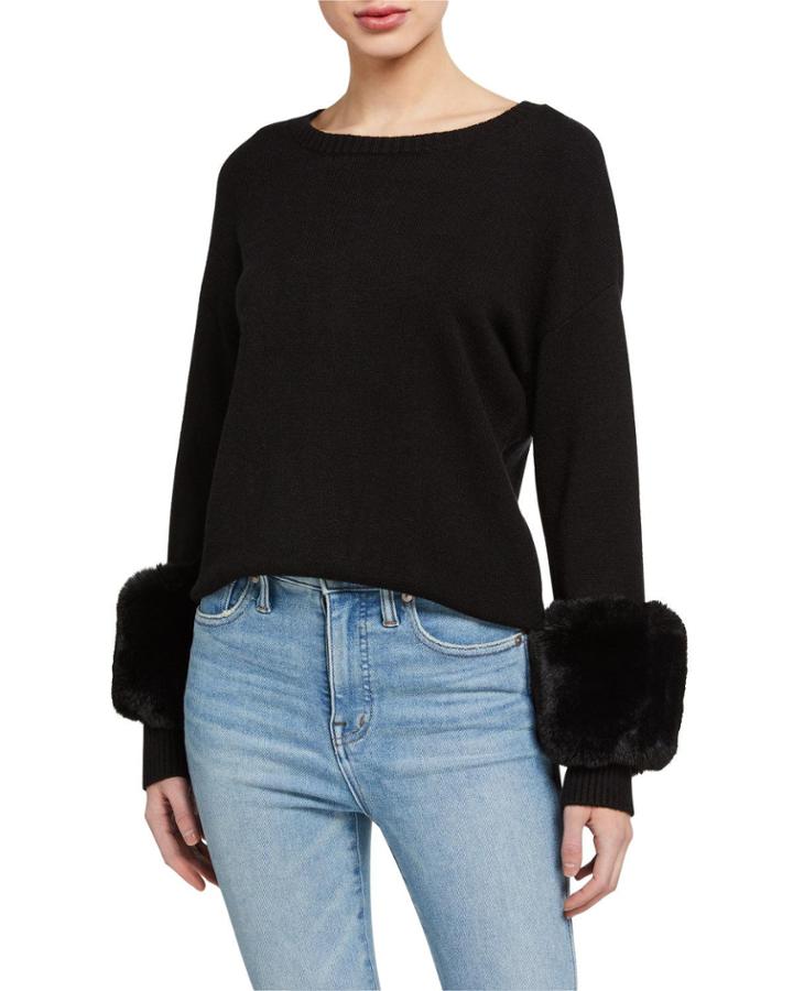 Faux-fur-cuff Knit