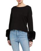 Faux-fur-cuff Knit