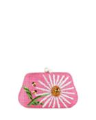 Rosie Small Straw Clutch Bag With Daisy Flower
