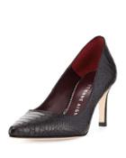 Laurel Snake-embossed Pointed-toe Pump, Black