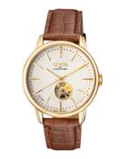 41mm Men's Mulberry Watch W/ Leather Strap, Brown/yellow Golden