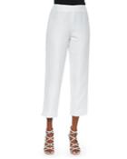 Lined Linen-blend Cropped Pants