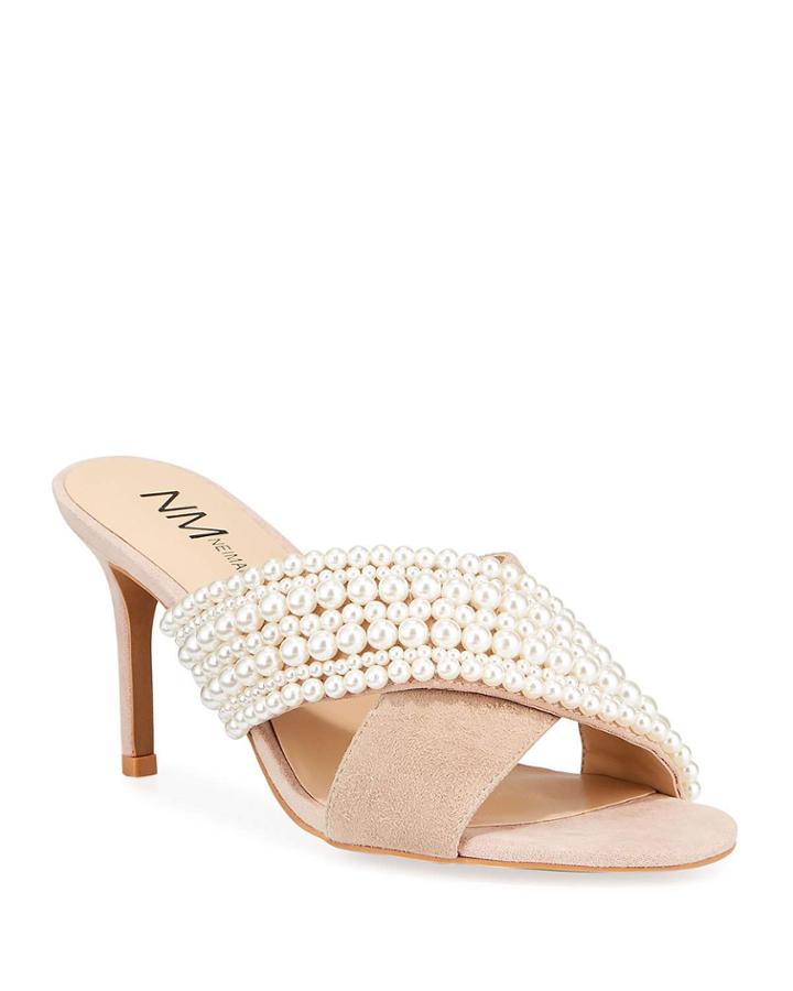 Pearly Beaded Mid-heel
