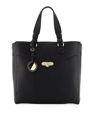 Pebbled Leather Tote Bag, Black