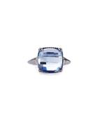 Cushion-cut Blue Quartz Crystal Ring