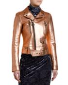 Copper Leather Biker Jacket