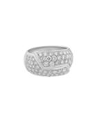 18k White Gold Geometric Diamond Pave Ring,