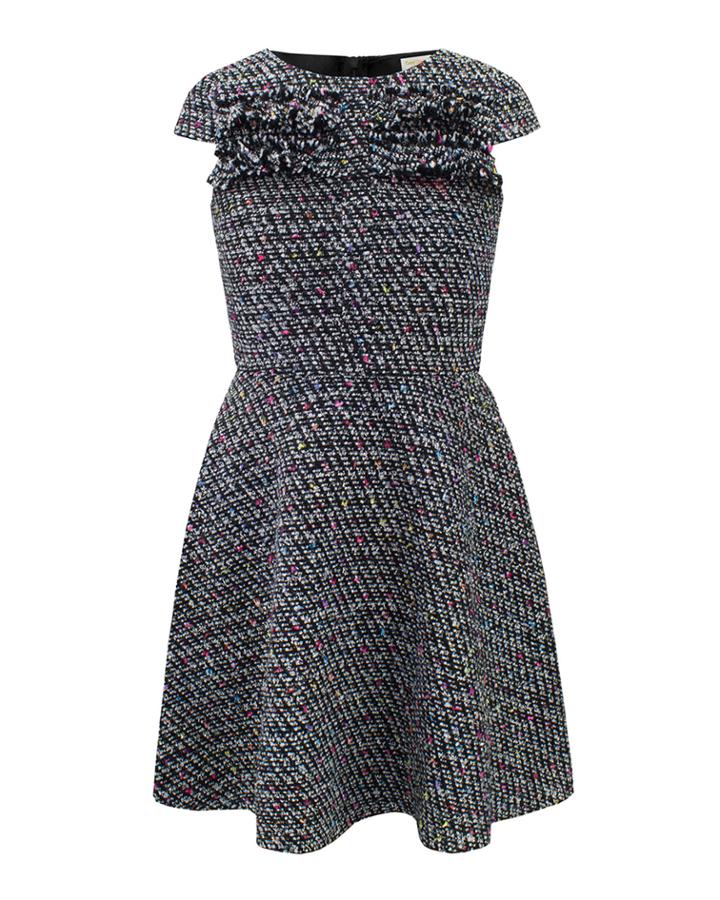 Multi-tweed Fringe Dress,
