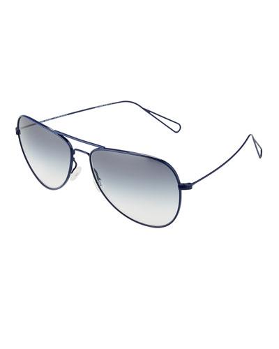 Matt Metal Aviator Sunglasses, Blue