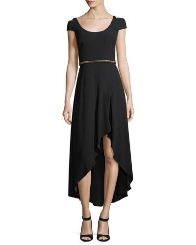 Beaded-belt High-low Cocktail Dress