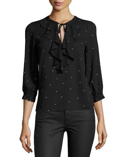 Ruffled Star-print Relaxed Top
