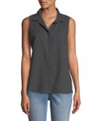 Button-front Linen/cotton Blouse