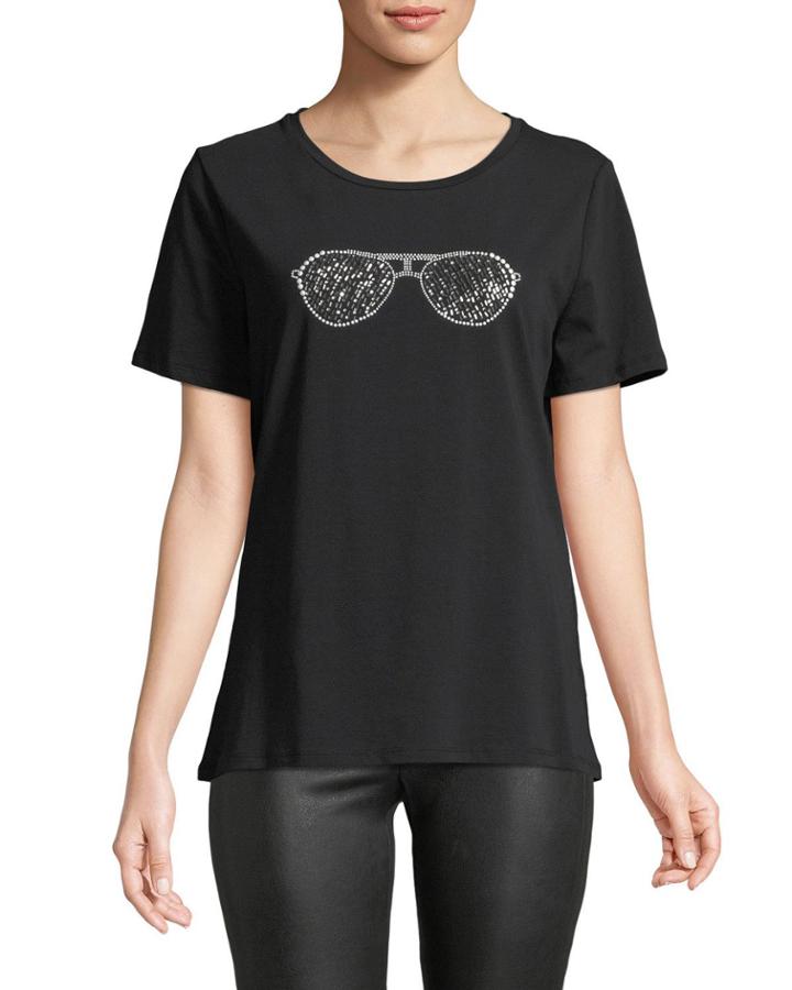 Short-sleeve Sunglass-studded T-shirt