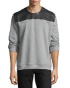 Leather-shoulder Crewneck
