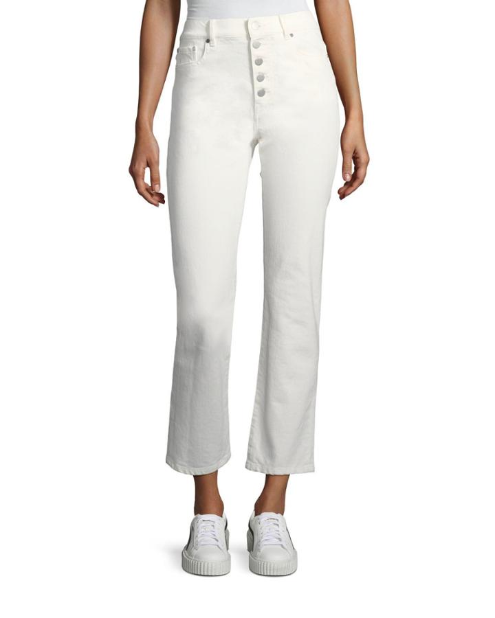 Button-fly Crop Jeans
