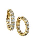 18k Gold Diamond Oval Huggie Hoop Earrings