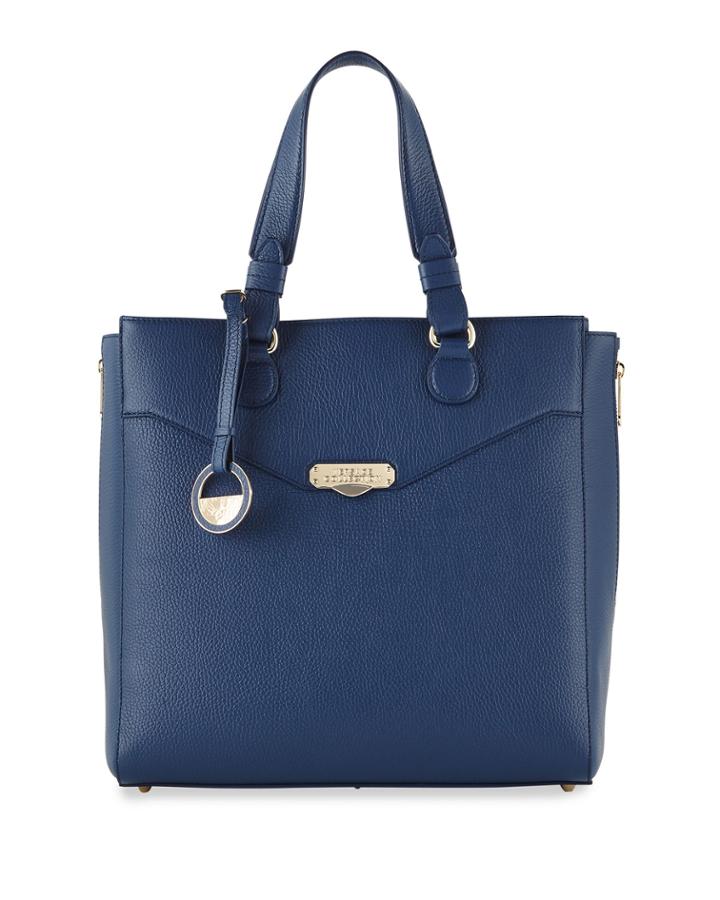 Pebbled Leather Satchel Bag, Dark Navy
