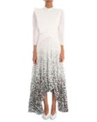 Long-sleeve Pleated Crepe Gown