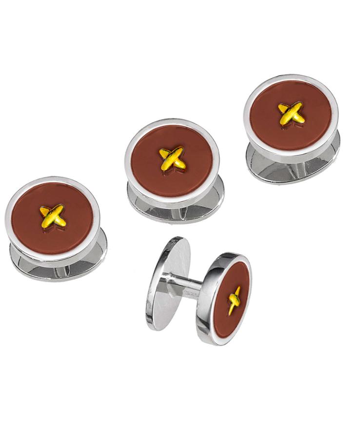 Red Agate Button Tuxedo Studs,