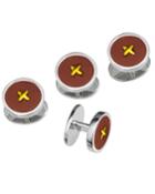 Red Agate Button Tuxedo Studs,
