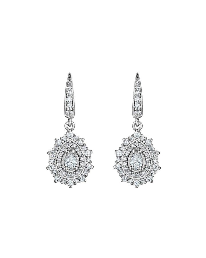 Pear Shape Earrings With Pear Shape Center Diamond