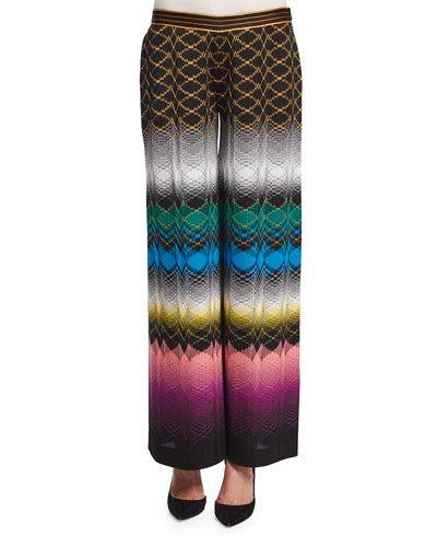 Wide-leg Stereo Pants, Black/multi