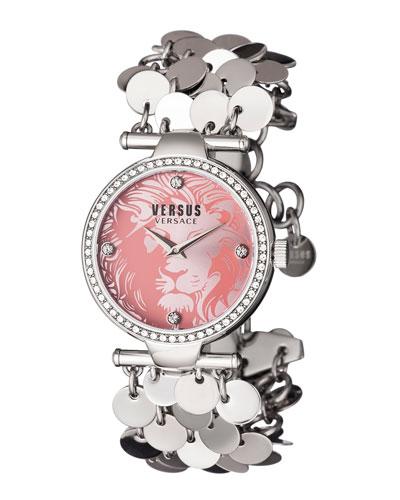 34mm Paris Lights Swarovski&reg; Bezel Bracelet Watch, Pink
