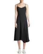Spaghetti-strap V-neck Summer Crepe Day Dress
