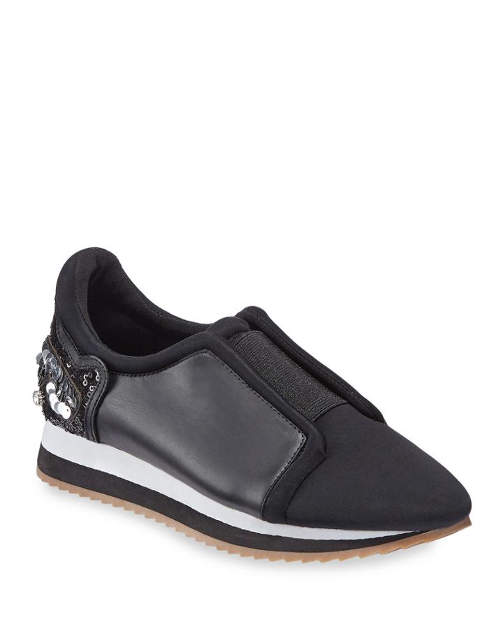 Celina Mixed-media Sequin Trainer