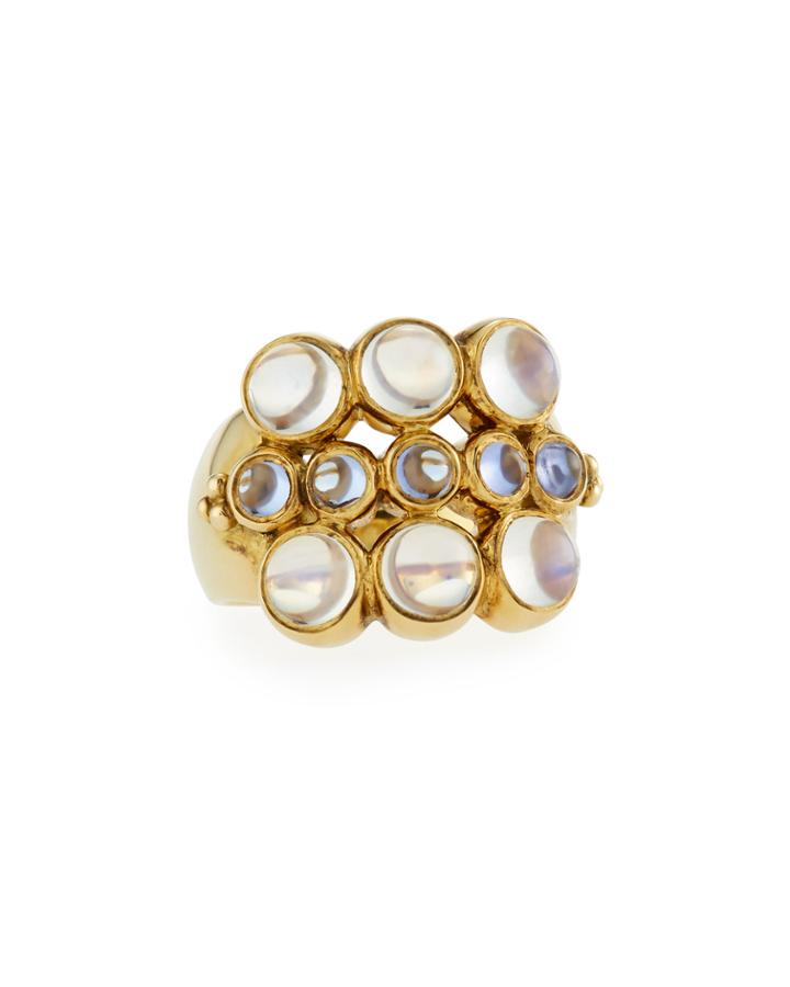 Estate 18k Moonstone & Tanzanite Ring