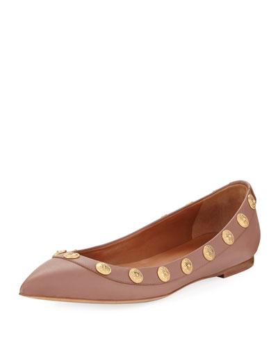 Medallion Rockstud Ballerina Flat, Dusty Rose