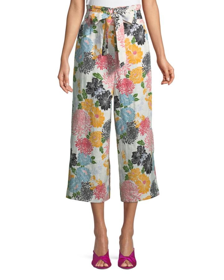 Belted Floral Culotte Pants