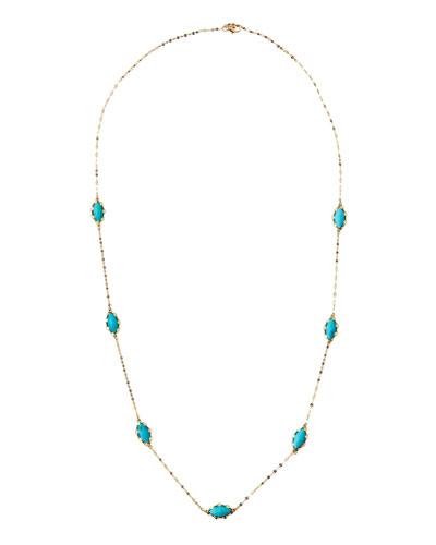 14k Turquoise Bliss Long Layering Station Necklace