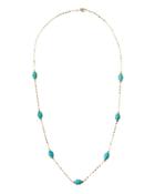 14k Turquoise Bliss Long Layering Station Necklace