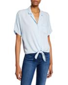 Holly Short-sleeve Tie-front Top