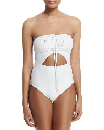 Halter-neck Solid One-piece