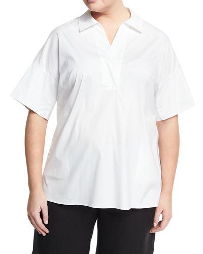 Mitra Split-neck Relaxed Blouse,