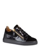 London Patent Leather & Velvet Low-top Sneakers, Baby/toddler