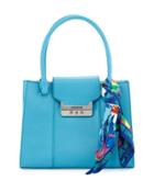 Saffiano Faux-leather Satchel With Scarf,