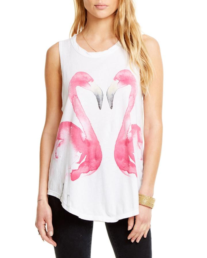 Painted Flamingos Cotton Tank